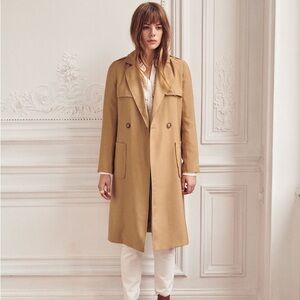 Sézane Oprah Trench Coat Belted Double-Breasted Beige Tan, Size 36 (US size 4)